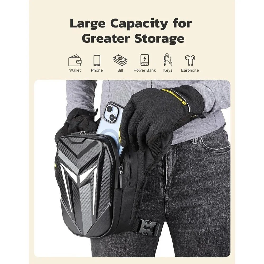 💫 Men Black Expandable Storage Hip Bag Strap Water-Resistant Motorcycle Hiking